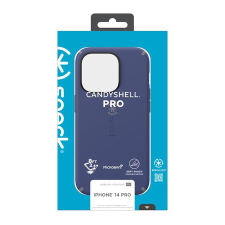 Speck CandyShell Pro - Etui iPhone 14 Pro z powłoką MICROBAN (Prussian Blue / Cloudy Grey)