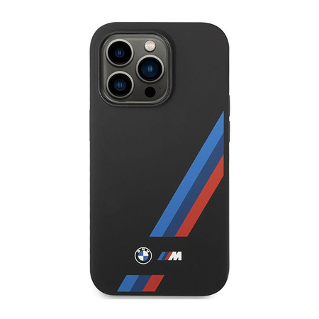BMW Silicone Slanted Stripes - Etui iPhone 14 Pro (czarny)