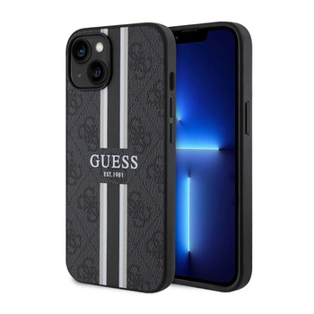 Guess 4G Printed Stripes MagSafe - Etui iPhone 14 Plus (Czarny)