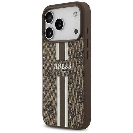 Guess 4G Printed Stripes MagSafe - Etui iPhone 17 Pro (brązowy)