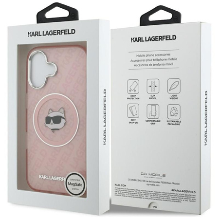 Karl Lagerfeld IML Choupette Head Logo MagSafe - Etui iPhone 17 (różowy)
