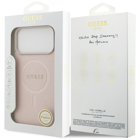 Guess Saffiano Classic Logo MagSafe - Etui iPhone 17 Pro Max (różowy)
