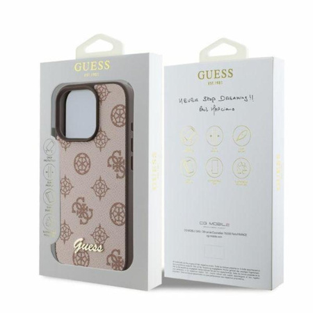 Guess Peony Script MagSafe - Etui iPhone 16 Pro (brązowy)