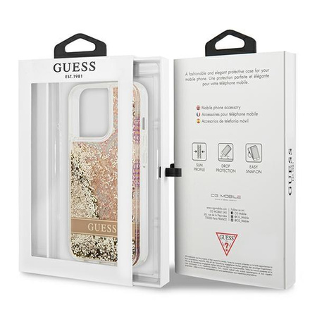 Guess Liquid Glitter Paisley - Etui iPhone 13 Pro Max (złoty)