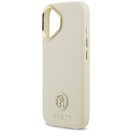 Guess Grained Strass Logo MagSafe - Etui iPhone 17 (beżowy)