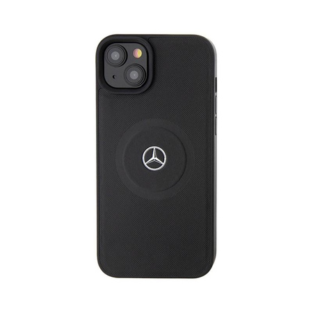Mercedes Crossed Lines Pattern Leather MagSafe - Etui iPhone 15 (czarny)