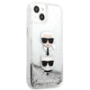 Karl Lagerfeld Liquid Glitter Karl & Choupette Head - Etui iPhone 13 (srebrny)