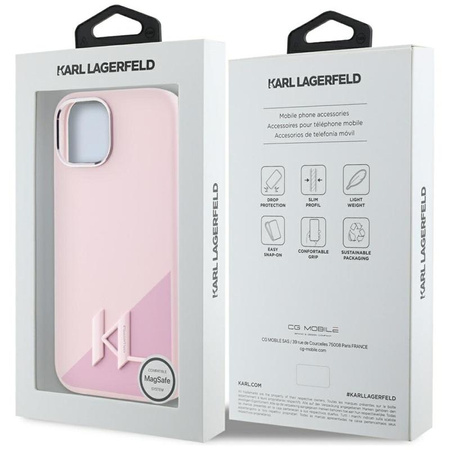 Karl Lagerfeld Silicone Shadow Metal Initial MagSafe - Etui do iPhone 15 (różowy)