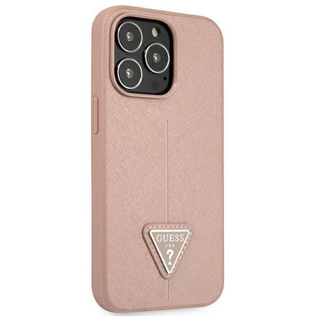 Guess Saffiano Triangle Logo Case – Etui iPhone 13 Pro Max (różowy)