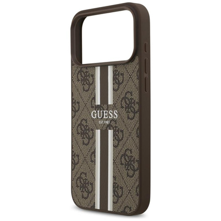 Guess 4G Printed Stripes MagSafe - Etui iPhone 17 Pro Max (brązowy)