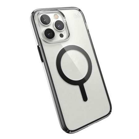 Speck Presidio Perfect-Clear with Impact Geometry + MagSafe - Etui iPhone 14 Pro Max z powłoką MICROBAN (Clear / Black)