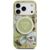 Guess IML Glitter Flowers Triangle MagSafe - Etui iPhone 17 Pro (zielony)