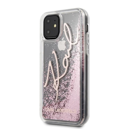 Karl Lagerfeld Signature Glitter Case - Etui iPhone 11 (Rose Gold)