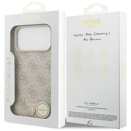 Guess Leather 4G Triangle Strass MagSafe - Etui iPhone 17 Pro Max (różowy)