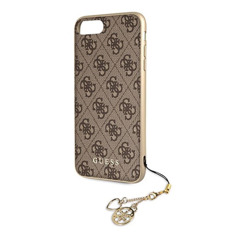 Guess 4G Charms Collection - Etui iPhone 8 Plus / 7 Plus z zawieszką (brązowy)