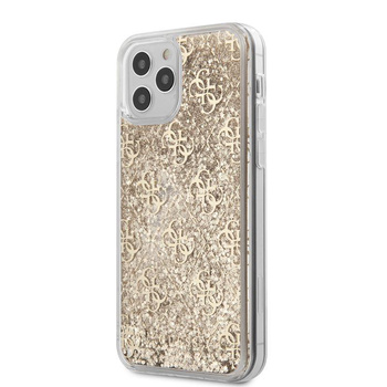 Guess 4G Liquid Glitter - Etui iPhone 12 / iPhone 12 Pro (złoty)