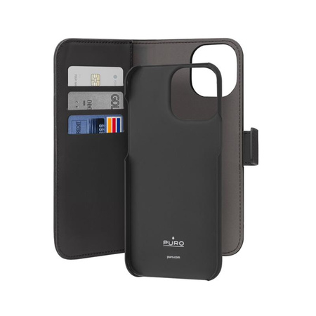 PURO Wallet Detachable - Etui 2w1 iPhone 15 Pro Max (czarny)