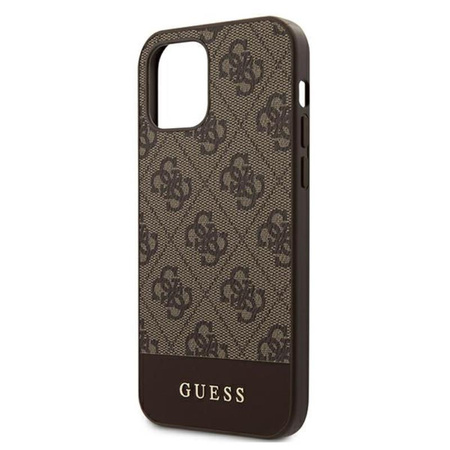 Guess 4G Bottom Stripe Collection - Etui iPhone 12 / iPhone 12 Pro (brązowy)