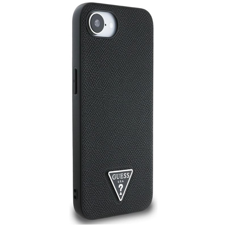Guess Grained Triangle MagSafe - Etui do iPhone 16e (czarny)