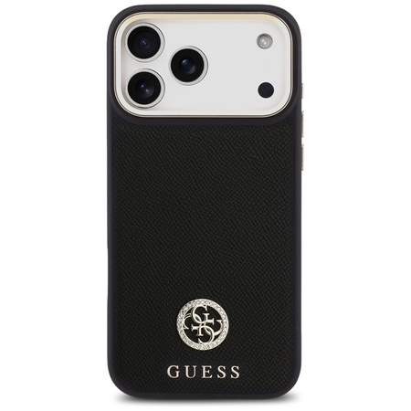 Guess Grained Strass Logo MagSafe - Etui iPhone 17 Pro Max (czarny)