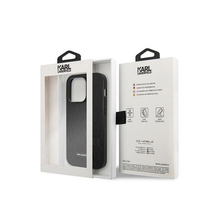 Karl Lagerfeld Saffiano Mono Metal Logo - Etui iPhone 14 Pro Max (czarny)