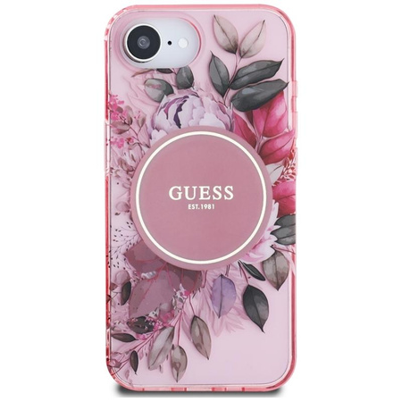Guess IML Flowers MagSafe - Etui do iPhone 16e (różowy)
