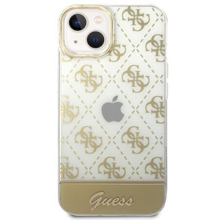 Guess 4G Stripe Script Logo Electroplated Pattern – Etui iPhone 14 (złoty)