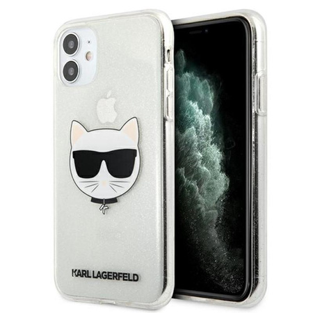 Karl Lagerfeld Choupette Head Glitter - Etui iPhone 11 (srebrny)