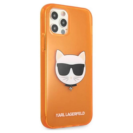 Karl Lagerfeld Choupette Head - Etui iPhone 12 / iPhone 12 Pro (fluo pomarańczowy)