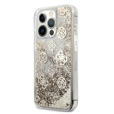 Guess Peony Liquid Glitter - Etui iPhone 13 Pro Max (złoty)