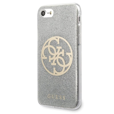 Guess Circle Glitter 4G - Etui iPhone SE 2020 / 8 / 7 (Light Grey)