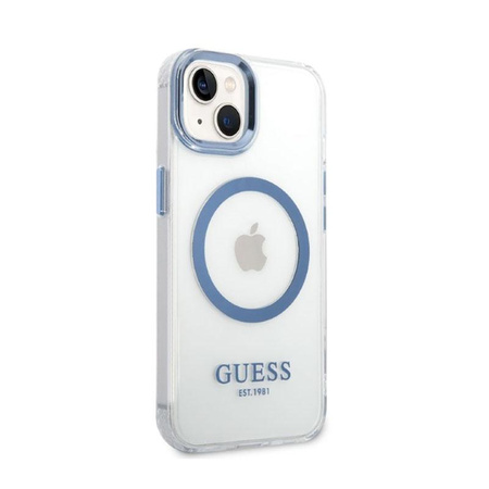 Guess Metal Outline Magsafe - Etui iPhone 14 Plus (przezroczysty / niebieski)