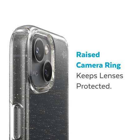 Speck Presidio Perfect-Clear with Glitter - Etui iPhone 14 Plus z powłoką MICROBAN (Clear / Gold Glitter)