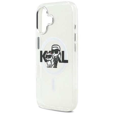 Karl Lagerfeld IML Glitter Karl & Choupette Sketch Logo MagSafe - Etui iPhone 17 (przezroczysty)