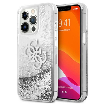 Guess Liquid Glitter 4G Big Logo - Etui iPhone 13 Pro (srebrny)