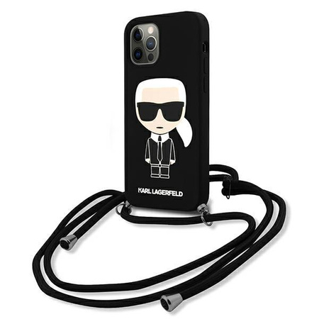 Karl Lagerfeld Fullbody Silicone Iconic Cord - Etui iPhone 12 / 12 Pro (Black)