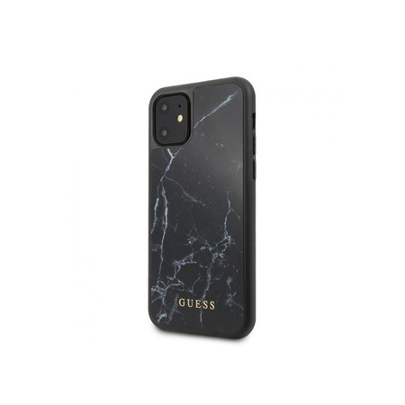 Guess Marble Tempered Glass Hardcase - Etui iPhone 11 (czarny)