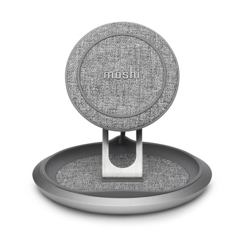 Moshi Lounge Q Wireless Charging Stand – Bezprzewodowa ładowarka indukcyjna Qi do iPhone i Android 15W (Nordic Gray)