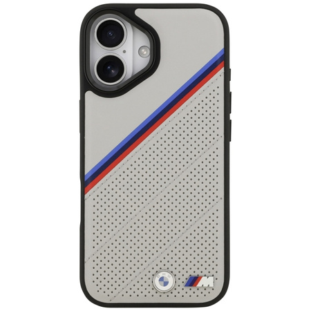 BMW M Tricolor Metal Logo MagSafe - Etui iPhone 17 (szary)