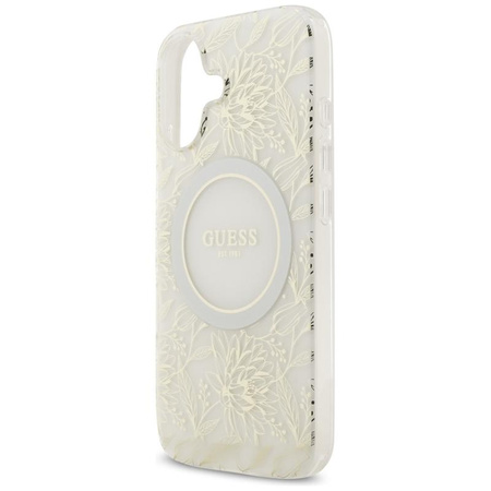 Guess IML Flowers Electro Pearl Strap MagSafe - Etui iPhone 17 (biały)
