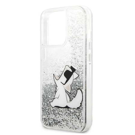 Karl Lagerfeld Liquid Glitter Choupette Fun - Etui iPhone 13 Pro (srebrny)