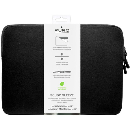 PURO Scudo Sleeve - Pokrowiec MacBook Pro 16” / Notebook 15” (czarny)