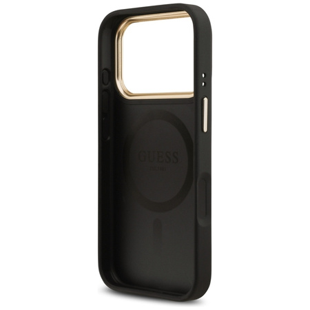 Guess Grained Strass Logo MagSafe - Etui iPhone 17 Pro (czarny)