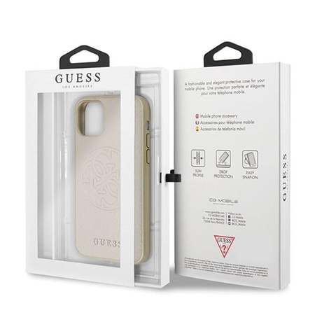 Guess Saffiano 4G Circle Logo - Etui iPhone 11 Pro Max (złoty)