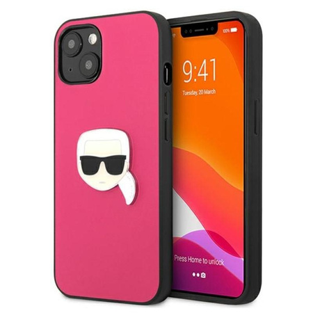 Karl Lagerfeld PU Leather Karl's Head Metal - Etui iPhone 13 (różowy)