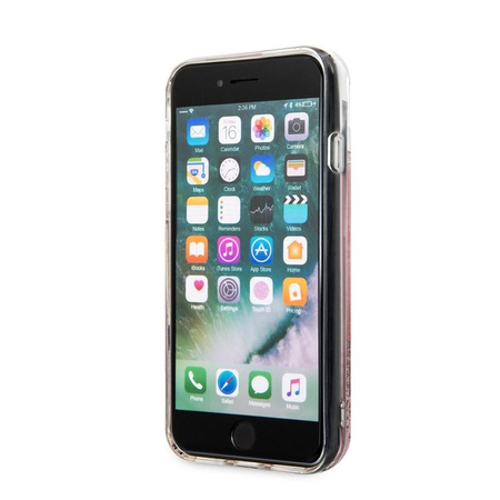 Guess Liquid Glitter Hearts - Etui iPhone SE 2020 / 8 / 7 (różowy/czerwony)