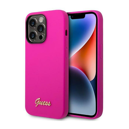 Guess Silicone Vintage - Etui iPhone 14 Pro (fuksja)