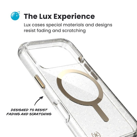 Speck Presidio Lux MagSafe - Etui iPhone 17 Pro (Glitter / Gold Metallic)