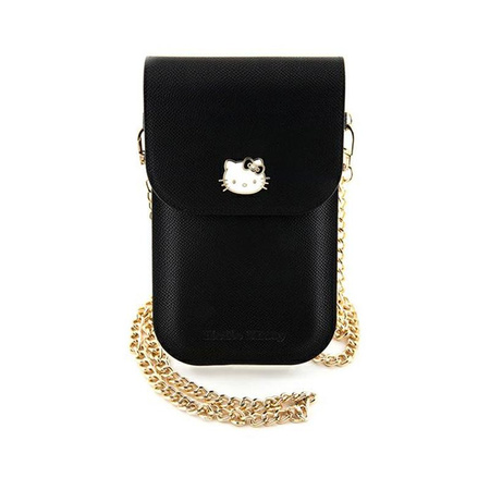 Hello Kitty Leather Metal Logo Chain - Torebka na telefon (czarny)