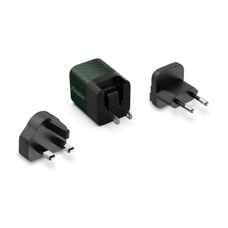 Energizer Ultimate - Ładowarka sieciowa podróżna Multiplug EU / UK / US GaN USB-C 20W PD (Zielony)